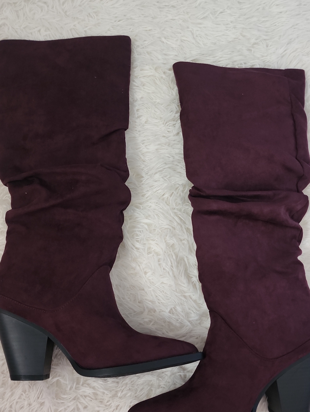 Women's Slouchy Mid-Calf Boots in Plum